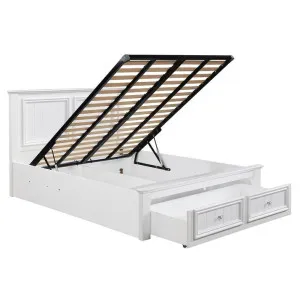 Mandalay Drawer and Lift Storage Bed Frame White by null, a Beds & Bed Frames for sale on Style Sourcebook