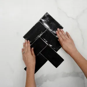 Charcoal Dianna Hand Made Subway Tile 75 x 150 x 9mm Spanish Ceramic by The Blue Space, a Ceramic Tiles for sale on Style Sourcebook