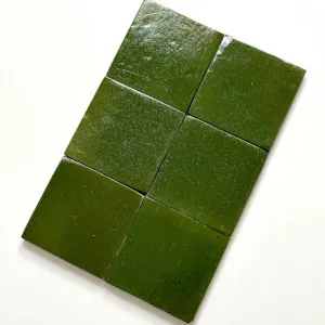 Green Evelyn Handmade Zellige 100 x 100 x 12mm by The Blue Space, a Tiles & Pavers for sale on Style Sourcebook