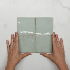 Pale Green Dianna Zellige Tile 100 x 100 x 9mm Spanish Ceramic by The Blue Space, a Ceramic Tiles for sale on Style Sourcebook