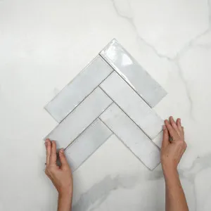 Pearl White Leon Spanish Subway Tile Gloss 69 x 240mm Ceramic by The Blue Space, a Ceramic Tiles for sale on Style Sourcebook