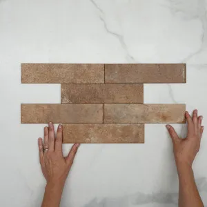 Terracotta Macy Brick Tile Matt 60 x 250 x 6mm Porcelain by The Blue Space, a Porcelain Tiles for sale on Style Sourcebook