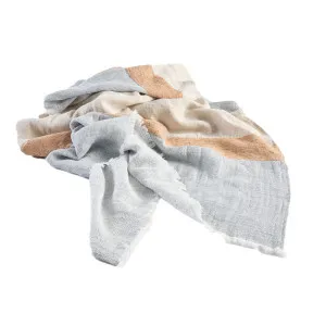 Tallows Linen Throw in Natural/Ochre/Blue | 200x150cm | Eadie Lifestyle by null, a Throws for sale on Style Sourcebook