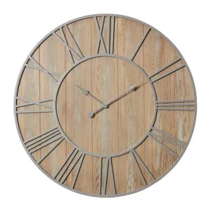 Daxton Wall Clock Natural Grey - 90cm x 5cm by null, a Clocks for sale on Style Sourcebook