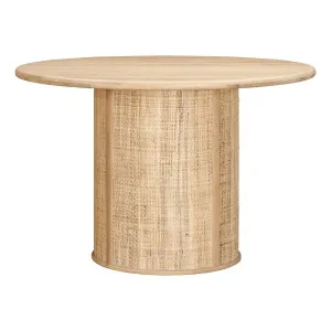 Pablo Round Dining Table 120cm in Light Wash Oak / Raffia by OZ Design, a Dining Tables for sale on Style Sourcebook