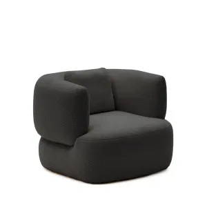 Martina armchair in black bouclé with cushion by null, a Chairs for sale on Style Sourcebook