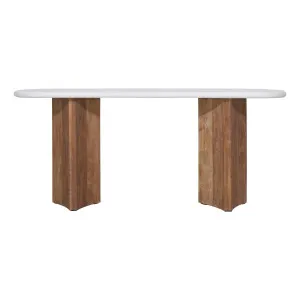 Elio Console 180cm in Rendered Concrete White / Reclaimed Teak by OzDesignFurniture, a Console Table for sale on Style Sourcebook