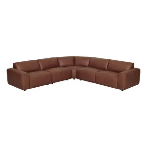 Harry 7 Seater Modular Sofa in Urbane Leather Dark Brown by OZ Design, a Sofas for sale on Style Sourcebook