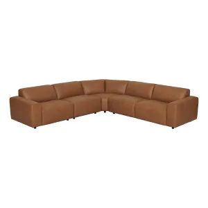 Harry 7 Seater Modular Sofa in Urbane Leather Light Brown by OZ Design, a Sofas for sale on Style Sourcebook