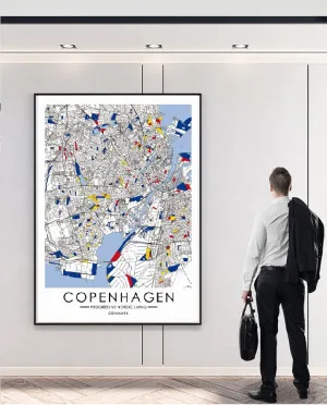 Progressive Nordic Living Map inspired by Art of Piet Mondrian Fine Print - Copenhagen by null, a Ottomans for sale on Style Sourcebook
