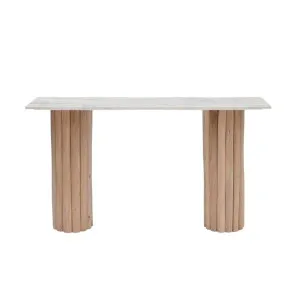 Hanno Console White Marble & Wood by null, a Console Table for sale on Style Sourcebook