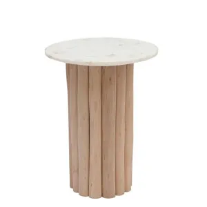 Hanno Side Table White Marble & Wood by null, a Side Table for sale on Style Sourcebook
