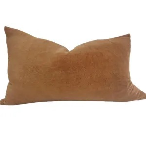 Fontainebleau Cotton Velvet & French Linen Two Sided Cushion 40x60cm Lumbar - Cider Orange by null, a Throws for sale on Style Sourcebook