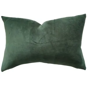 Fontainebleau Cotton Velvet & French Linen Two Sided Cushion 40x60cm Lumbar - Emerald Green by null, a Throws for sale on Style Sourcebook