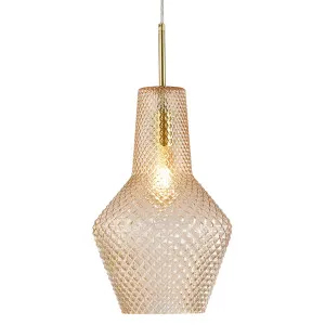 Calibo Avian Diamond Cut Glass 1 Light Pendant Gold and Amber by Calibo, a Pendant Lighting for sale on Style Sourcebook