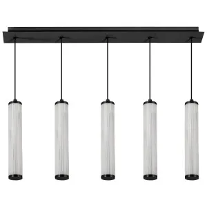 Calibo Charm Modern Fluted 5 Light Linear Pendant Black by Calibo, a Pendant Lighting for sale on Style Sourcebook