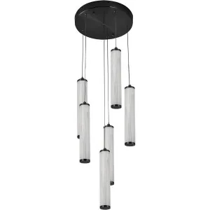 Calibo Charm Modern Fluted 6 Light Cluster Pendant Black by Calibo, a Pendant Lighting for sale on Style Sourcebook