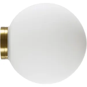 Calibo Crest Opal Glass 140mm Orb Wall Light Brass by Calibo, a Outdoor Lighting for sale on Style Sourcebook