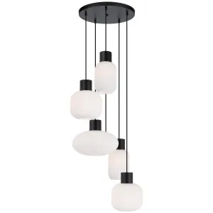 Telbix Nori Traditional Glass Pendant 5 Light by Telbix, a Pendant Lighting for sale on Style Sourcebook