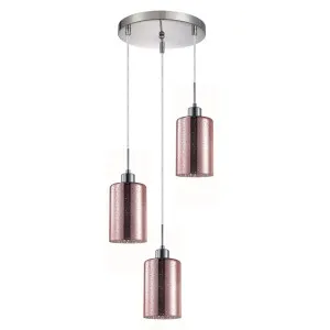 CLA Oblong Iron & Rose Gold Dotted Pendant Lights (E27) 3 Light Cluster by Compact Lamps Australia, a Pendant Lighting for sale on Style Sourcebook