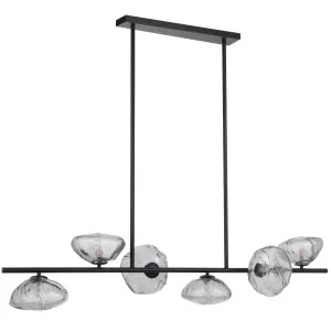 Telbix Zecca 6 Light Bar Pendant Black & Smoke Glass by Telbix, a Pendant Lighting for sale on Style Sourcebook