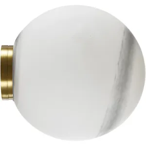 Calibo Crest Alabaster Glass 140mm Orb Wall Light Brass by Calibo, a Outdoor Lighting for sale on Style Sourcebook