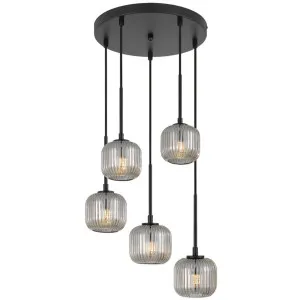 Telbix Bobo 5 Light Glass Pendant Black by Telbix, a Pendant Lighting for sale on Style Sourcebook