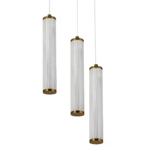 Calibo Charm Modern Fluted 3 Light Cluster Pendant Brass by Calibo, a Pendant Lighting for sale on Style Sourcebook