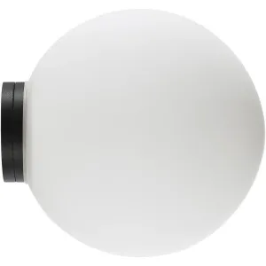Calibo Crest Opal Glass 140mm Orb Wall Light Black by Calibo, a Outdoor Lighting for sale on Style Sourcebook