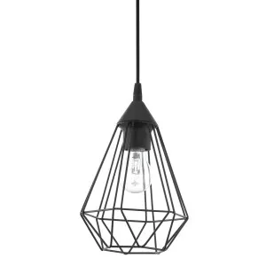 Eglo Tarbes Black Cage Pendant 1 Light Small by Eglo, a Pendant Lighting for sale on Style Sourcebook