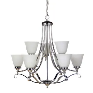 Dallas Chrome Chain Pendant Light 9 Light by Lighting Inspirations, a Pendant Lighting for sale on Style Sourcebook