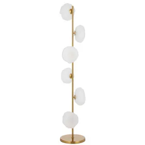 Telbix Zecca 6 Light Floor Lamp Antique Gold and Frost by Telbix, a Floor Lamps for sale on Style Sourcebook