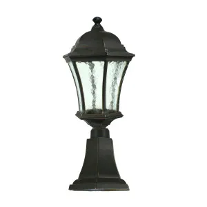 Strand Antique Bronze Pillar Mount Light IP44 Small by Lighting Inspirations, a Outdoor Lighting for sale on Style Sourcebook