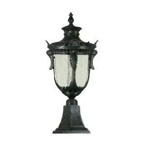 Wellington Antique Black Pillar Mount Light IP44 Large by Lighting Inspirations, a Outdoor Lighting for sale on Style Sourcebook