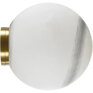 Calibo Crest Alabaster Glass 120mm Orb Wall Light Brass by Calibo, a Outdoor Lighting for sale on Style Sourcebook