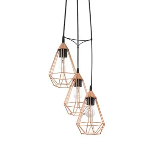 Eglo Tarbes Copper Cage Pendant 3 Light Cluster by Eglo, a Pendant Lighting for sale on Style Sourcebook