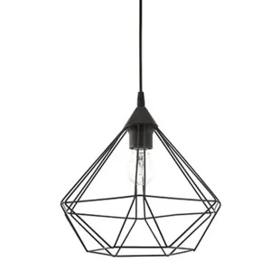 Eglo Tarbes Black Cage Pendant 1 Light Large by Eglo, a Pendant Lighting for sale on Style Sourcebook