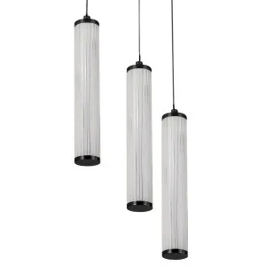 Calibo Charm Modern Fluted 3 Light Cluster Pendant Black by Calibo, a Pendant Lighting for sale on Style Sourcebook