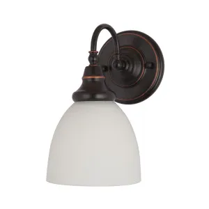 Benson Opal Glass Wall Bracket Light Bronze by Lighting Inspirations, a Wall Lighting for sale on Style Sourcebook