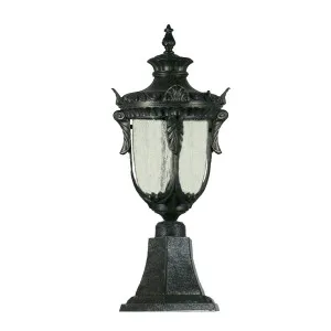 Wellington Antique Black Pillar Mount Light IP44 Medium by Lighting Inspirations, a Outdoor Lighting for sale on Style Sourcebook