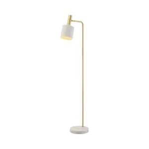 Mercator Addison Floor Lamp With Brushed Brass Metalware And White Marble Base Matte White by Mercator, a LED Lighting for sale on Style Sourcebook
