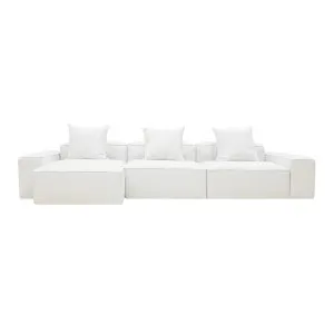 Riley Linen Pure White Modular Sofa - 3 Seater Chaise by null, a Sofas for sale on Style Sourcebook