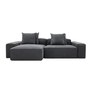 Riley Linen Charcoal Modular Sofa - 2 Seater Chaise by null, a Sofas for sale on Style Sourcebook
