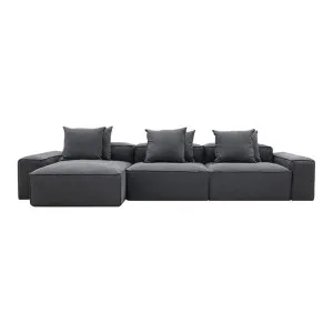 Riley Linen Charcoal Modular Sofa - 3 Seater Chaise by null, a Sofas for sale on Style Sourcebook