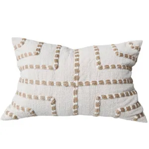 Maya Embroidery Linen Cushion 40x60cm Lumbar - Natural | White by null, a Quilts & Bedspreads for sale on Style Sourcebook