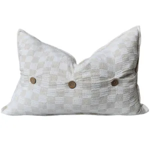 Annecy Check Linen Cotton Cushion 40x60cm Lumbar - Natural by null, a Cushions, Decorative Pillows for sale on Style Sourcebook