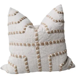 Maya Embroidery Linen Cushion 55cm Square - Natural | White by null, a Quilts & Bedspreads for sale on Style Sourcebook