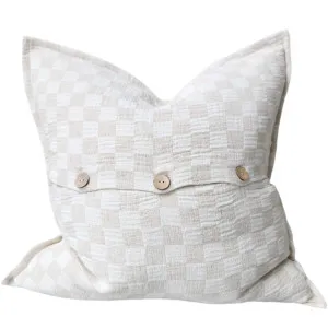 Annecy Check Linen Cotton Cushion 55cm Square - Natural by null, a Cushions, Decorative Pillows for sale on Style Sourcebook