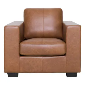 Toronto Armchair in Urbane Leather Light Brown by OZ Design, a Chairs for sale on Style Sourcebook