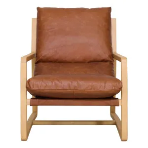 Joanna Occasional Chair in Leather Chocolate / Natural by OZ Design, a Chairs for sale on Style Sourcebook